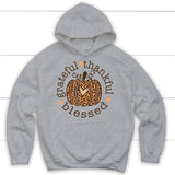 Grateful Thankful Blessed Leopard Pumpkin Hoodie Sport Grey / S