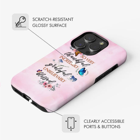 Grateful thankful blessed phone case Butterfly floral Christian cases