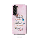 Grateful thankful blessed phone case Butterfly floral Christian cases Samsung Galaxy S23 Plus / Tough