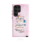 Grateful thankful blessed phone case Butterfly floral Christian cases Samsung Galaxy S24 Ultra / Tough