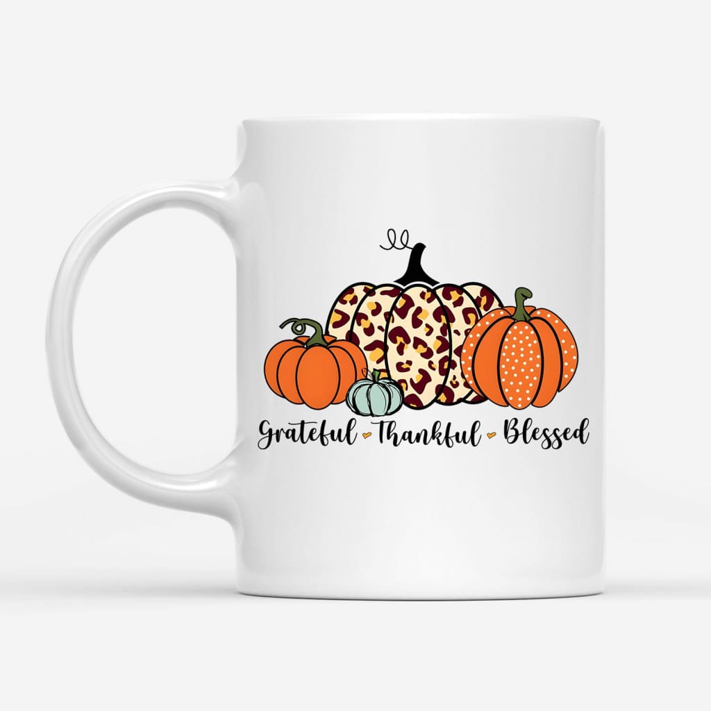 Grateful Thankful Blessed Pumpkin Fall Coffee Mug