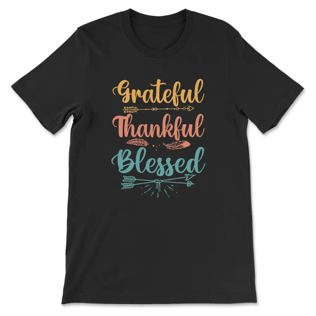 Grateful thankful blessed t-shirt Christian t-shirts Black / S