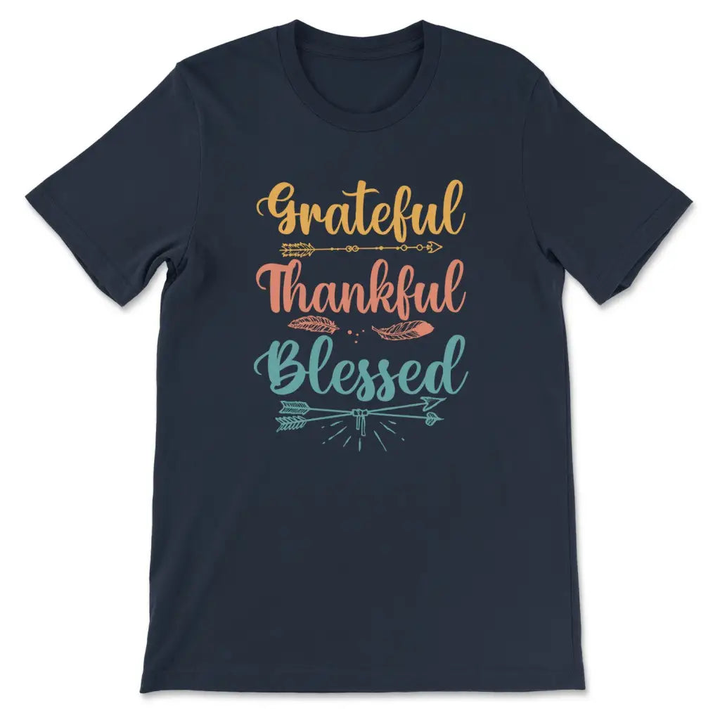 Grateful thankful blessed t-shirt Christian t-shirts Navy / S