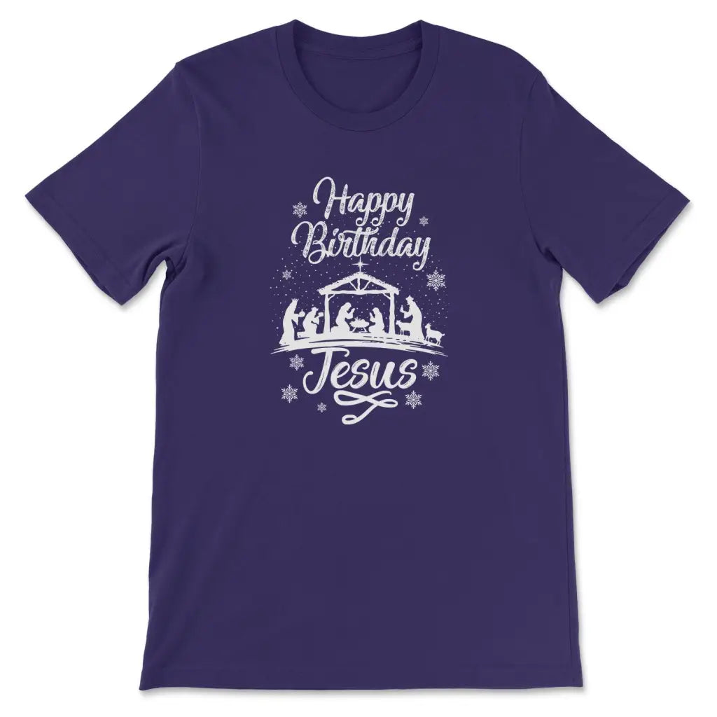 Happy birthday Jesus shirt - Christian t-shirt Team Purple / S