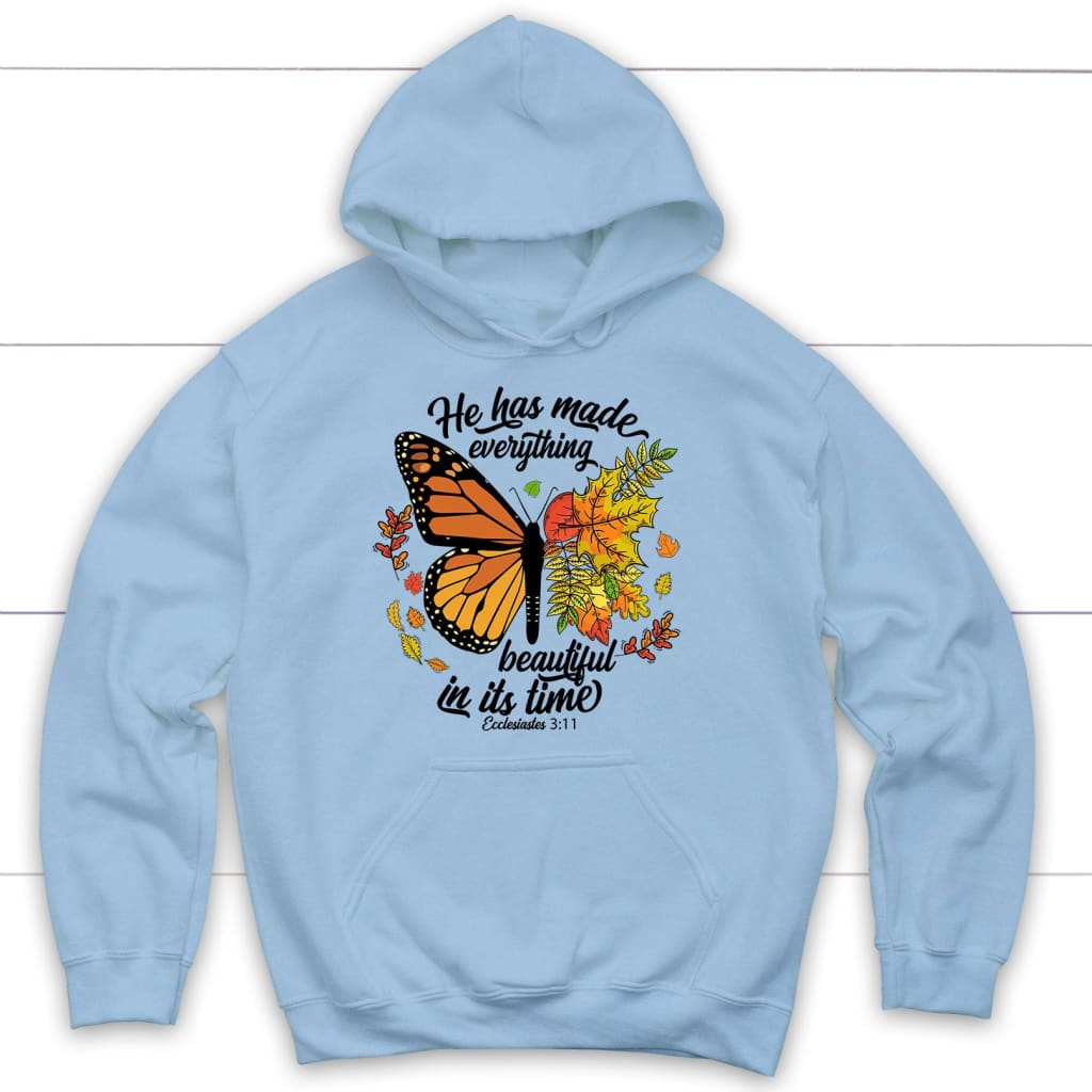 He Has Made Everything Beautiful In Its Time Autumn Hoodie Light Blue / S