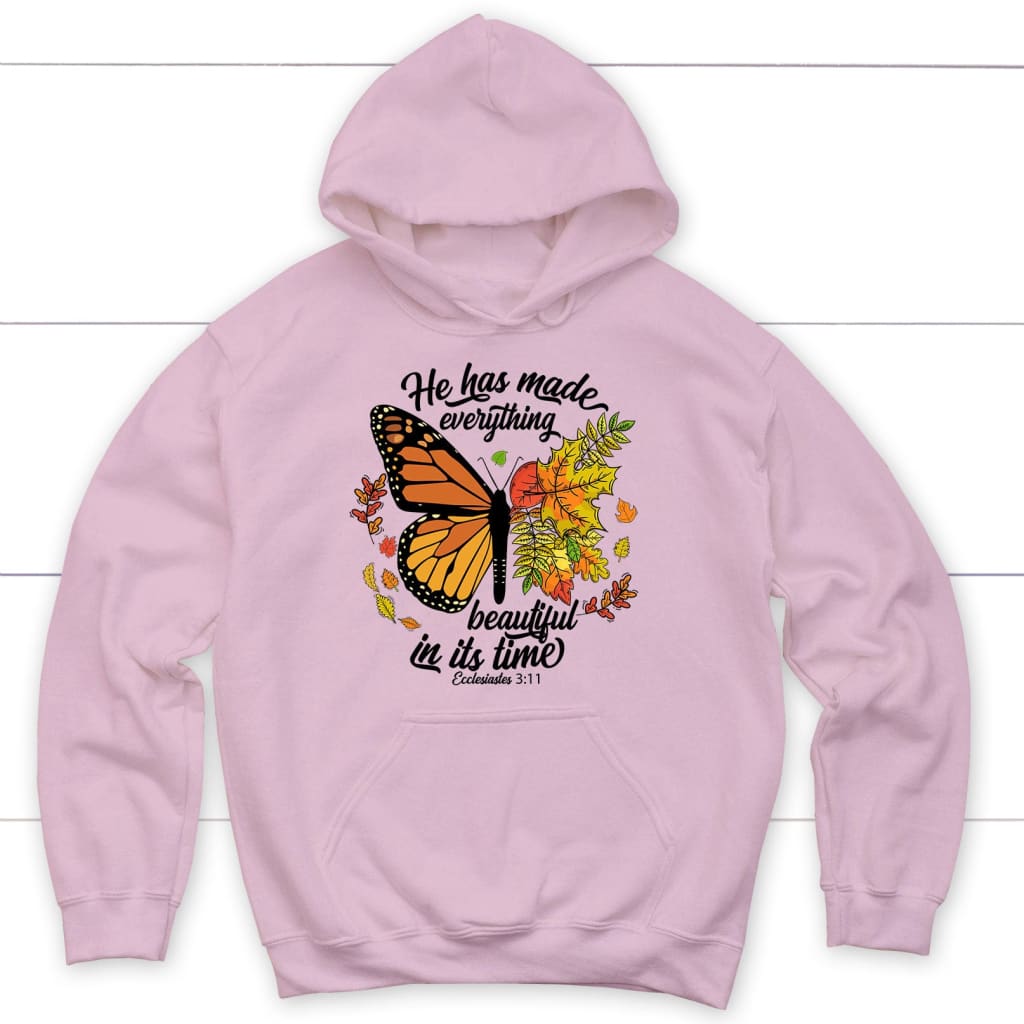 He Has Made Everything Beautiful In Its Time Autumn Hoodie Light Pink / S