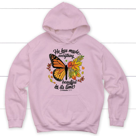 He Has Made Everything Beautiful In Its Time Autumn Hoodie Light Pink / S