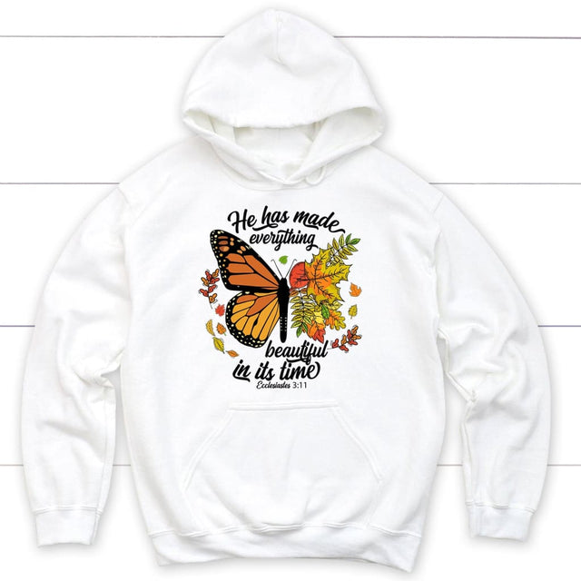 He Has Made Everything Beautiful In Its Time Autumn Hoodie White / S