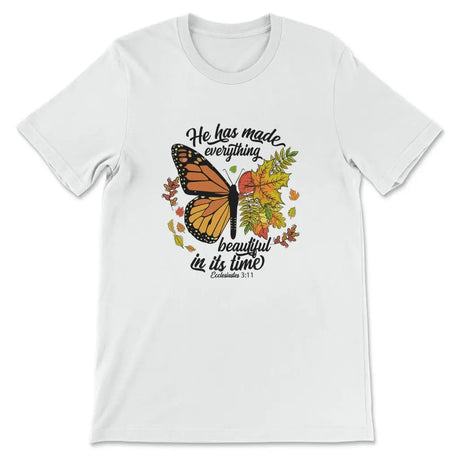 He Has Made Everything Beautiful In Its Time Autumn Leaves Butterfly T-shirt White / S