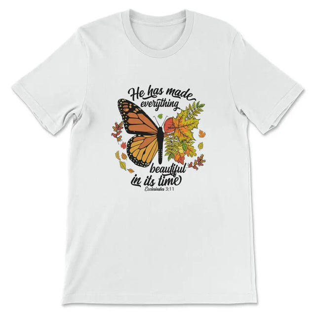He Has Made Everything Beautiful In Its Time Autumn Leaves Butterfly T-shirt White / S