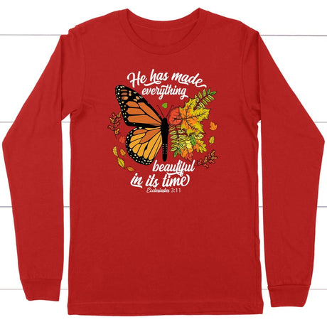 He Has Made Everything Beautiful In Its Time Autumn Long Sleeve Shirt Red / S