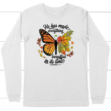 He Has Made Everything Beautiful In Its Time Autumn Long Sleeve Shirt White / S