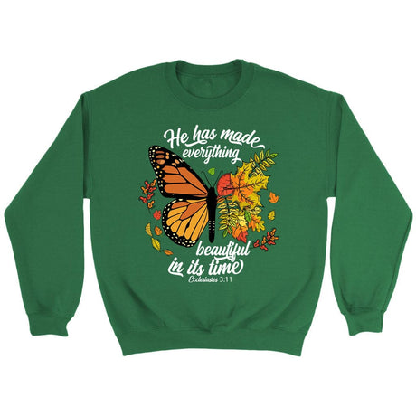 He Has Made Everything Beautiful In Its Time Autumn Sweatshirt Irish Green / S