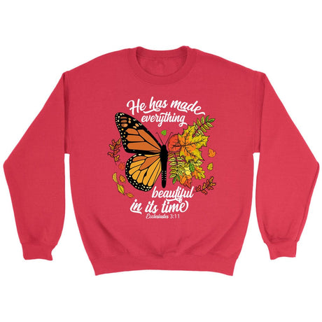 He Has Made Everything Beautiful In Its Time Autumn Sweatshirt Red / S