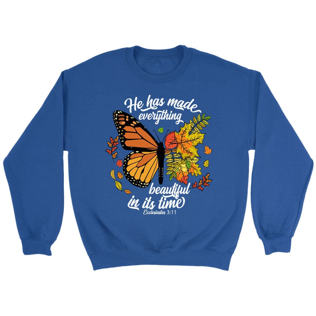 He Has Made Everything Beautiful In Its Time Autumn Sweatshirt Royal / S