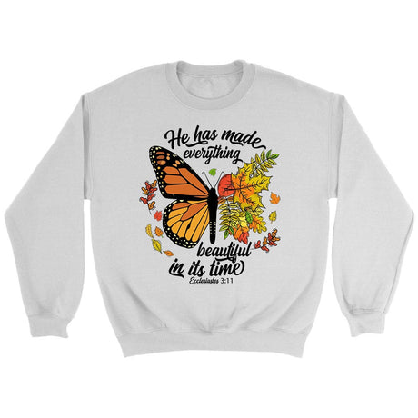 He Has Made Everything Beautiful In Its Time Autumn Sweatshirt White / S