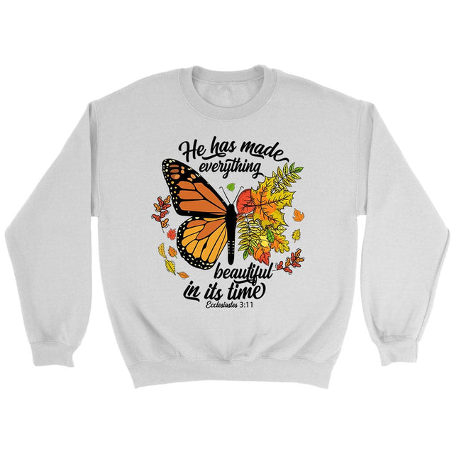 He Has Made Everything Beautiful In Its Time Autumn Sweatshirt White / S