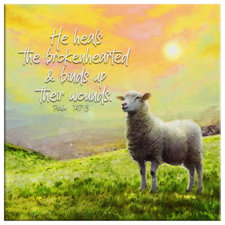Psalm 147:3 He Heals the Brokenhearted Lamb of God Wall Art Canvas