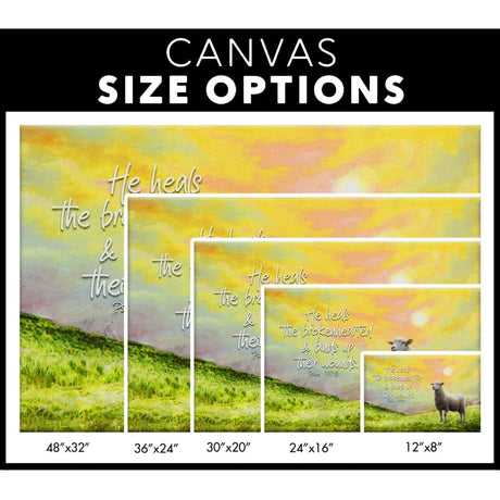 He Heals the Brokenhearted Psalm 147:3 Sheep Wall Art Canvas