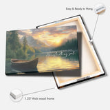 Scripture wall art canvas: "He leadeth me beside the still waters" Psalm 23:2-3, featuring a tranquil lake and nature.