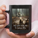 He Left the 99 to Rescue Me Jesus and Lost Sheep Mug Black / 11 oz