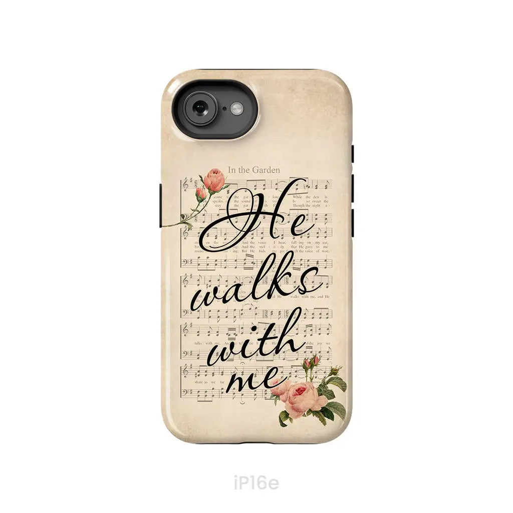 He Walks With Me Christian Phone Case iPhone 16e / Tough Case