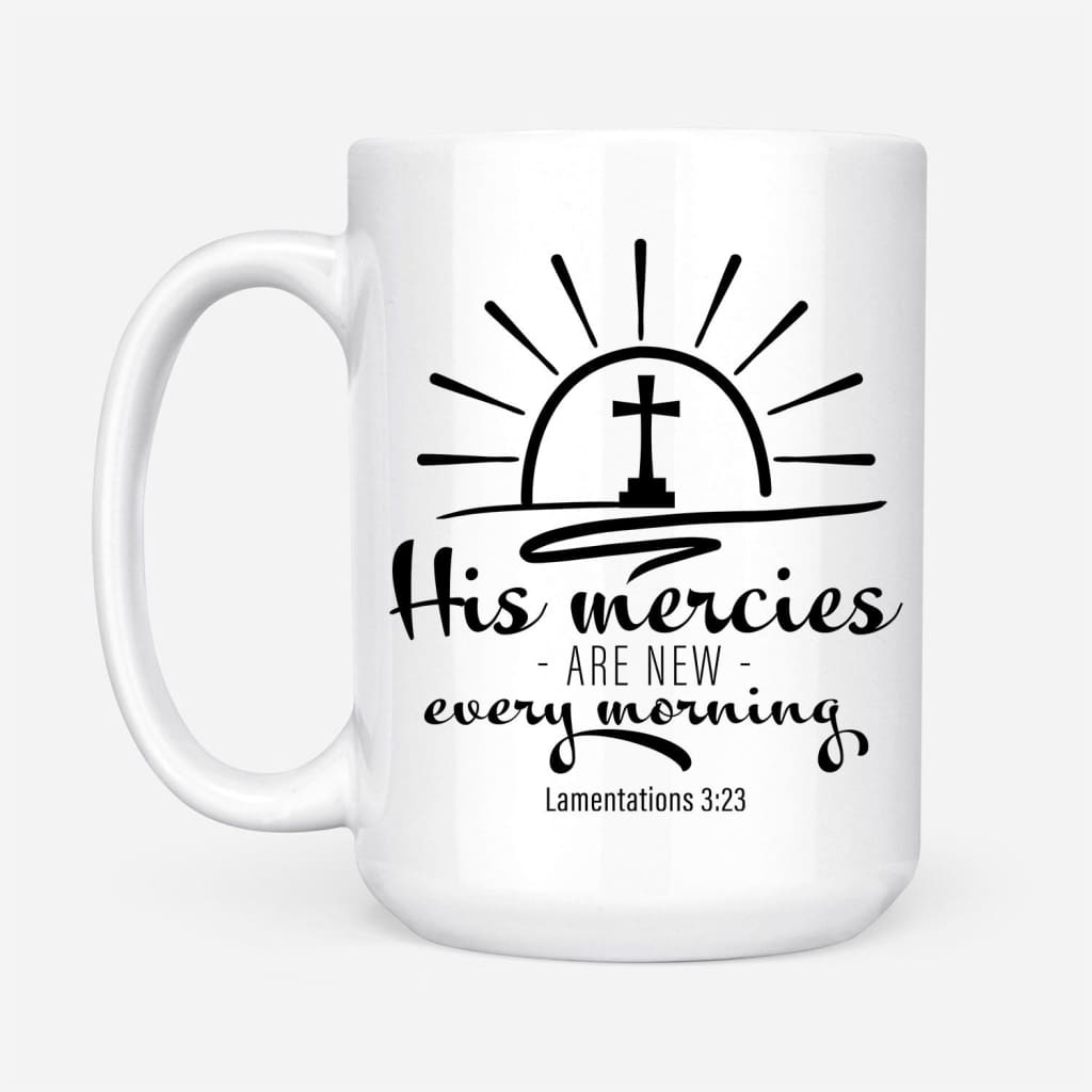 His Mercies are New Purple Ceramic Coffee Mug with Exposed Clay