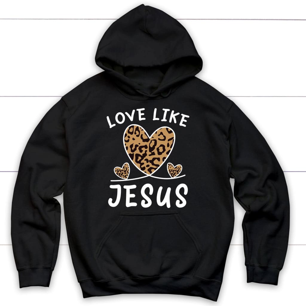 Hoodie Love Like Jesus Leopard Black / S