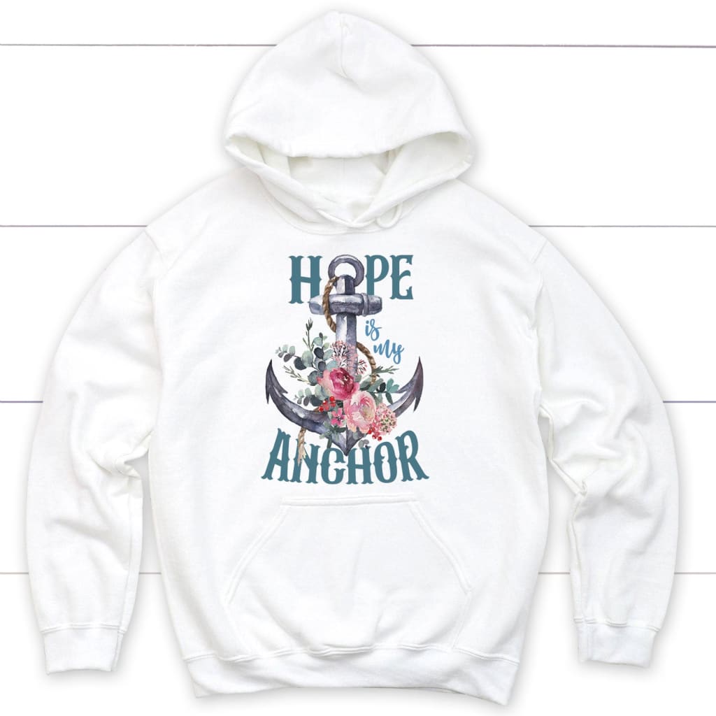 Hope is My Anchor Flower Hoodie White / S