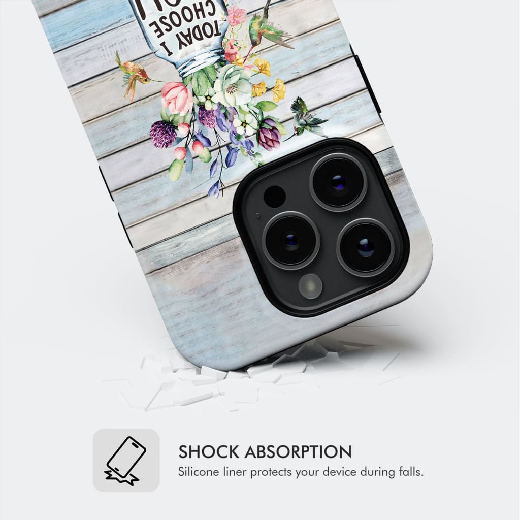Hummingbird flowers Today I choose joy phone case