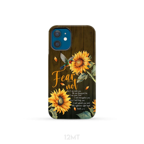 Fear Not for I Am With You Isaiah 41:10 Hummingbird Sunflower Phone Case iPhone 12 Mini / Tough