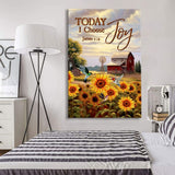Inspirational artwork displaying James 1:2, "Today I Choose Joy," with a beautiful American farm scene, ideal for Christian gifts.