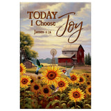 Faith-based wall art showcasing "Today I Choose Joy," featuring an American farm, perfect for uplifting home decor and Christian inspiration.