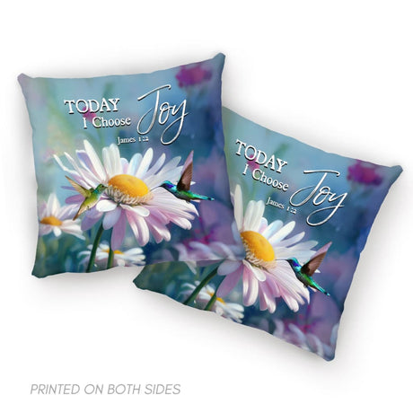 Today I Choose Joy James 1:2 Hummingbird With Daisies Throw Pillow
