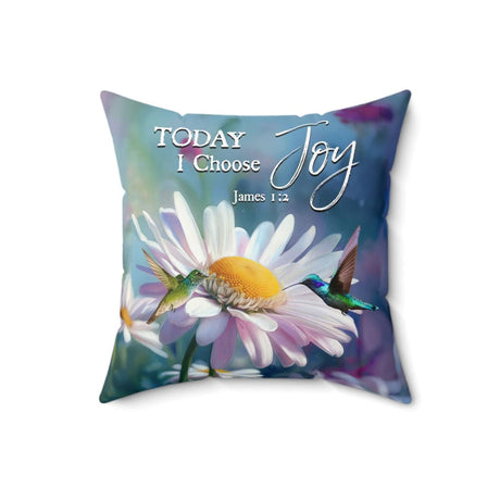 Today I Choose Joy James 1:2 Hummingbird With Daisies Throw Pillow