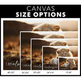 Christian canvas print featuring "I Am Always With You" with a lion and lamb, ideal inspirational wall art for believers / size options.
