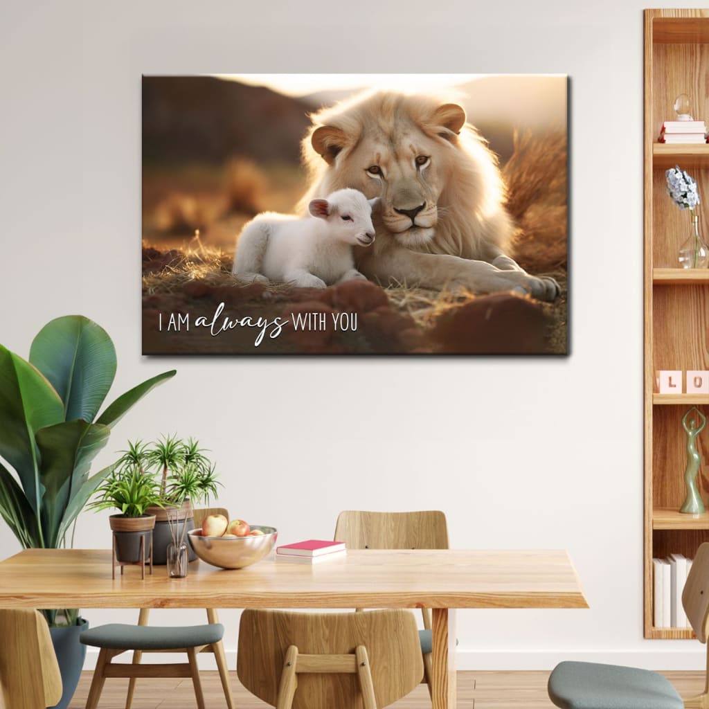 I Am Always With You, Lion and Lamb, Christian Wall Art Canvas