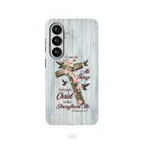 I Can Do All Things Through Christ Cross With Flowers Phone Case Samsung Galaxy S26 / Tough Case