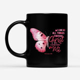 I can do all things through Christ Philippians 4:13 butterfly coffee mug, Christian mugs
