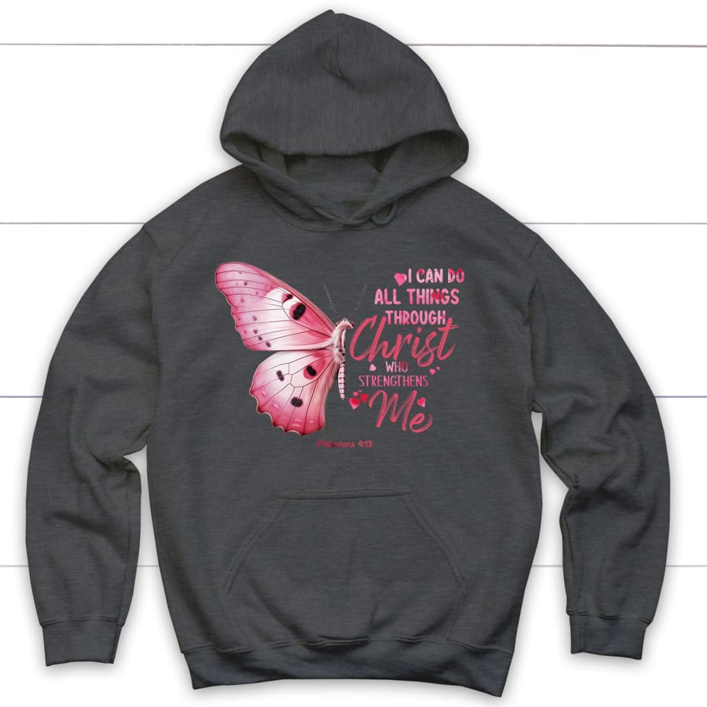 I can do all things through Christ Philippians 4:13 Christian hoodie Dark Heather / S