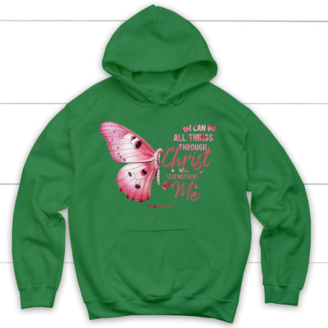 I can do all things through Christ Philippians 4:13 Christian hoodie Irish Green / S