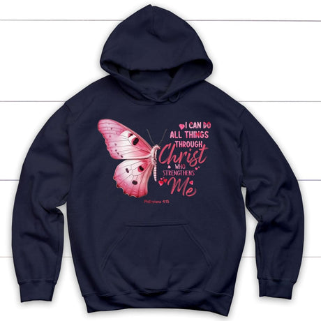 Bible verse hoodies, I can do all things through Christ Philippians 4:13 Christian hoodie Navy / S