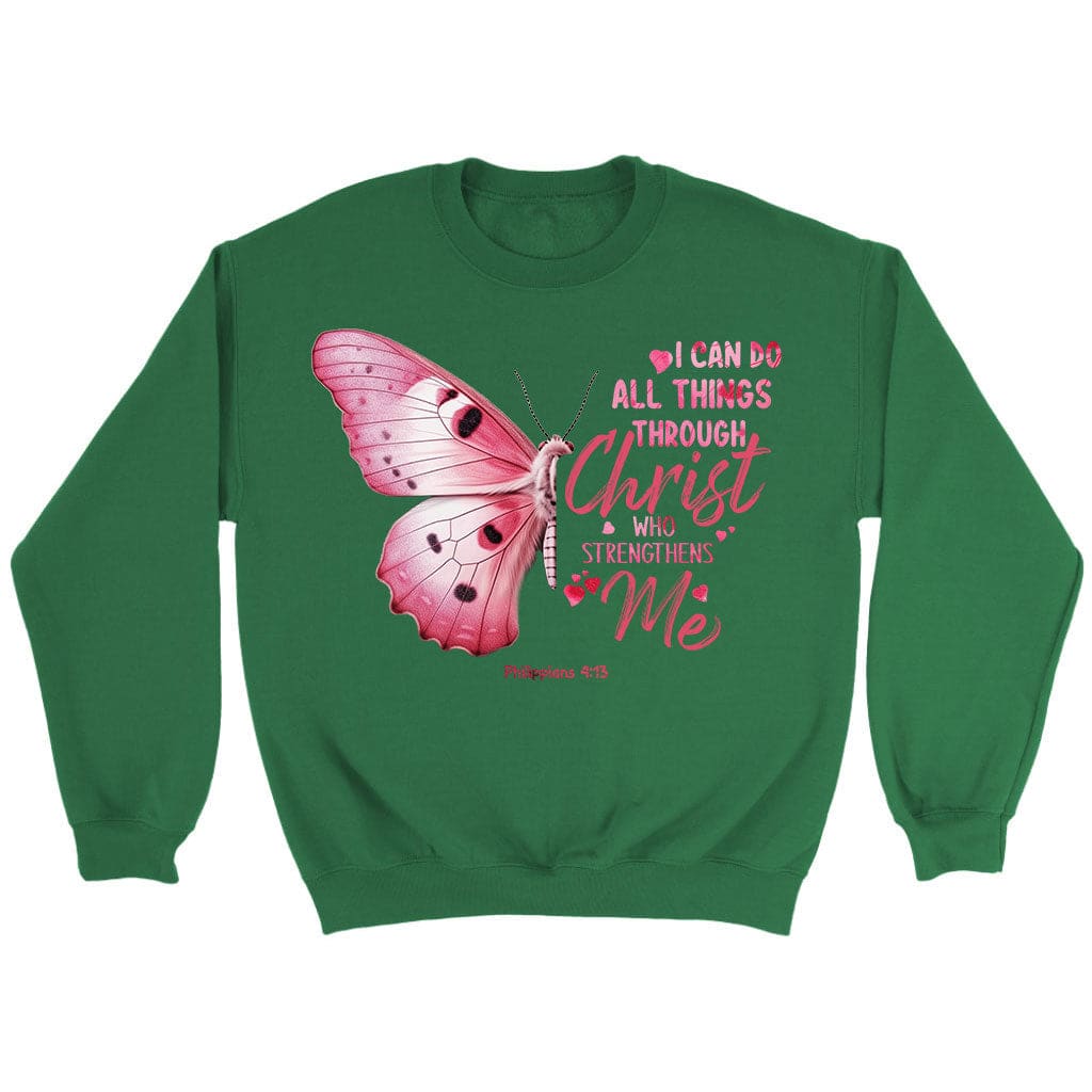 I can do all things through Christ Philippians 4:13 Christian sweatshirt Irish Green / S