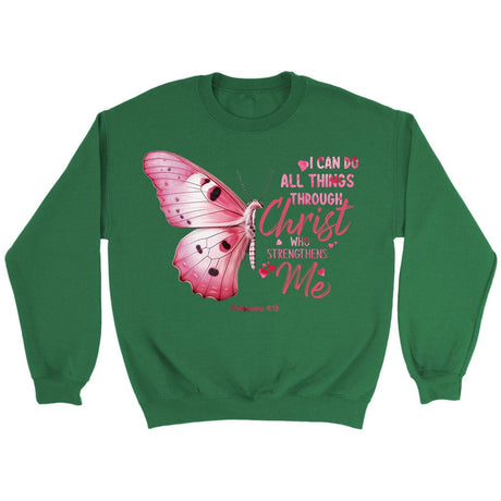 I can do all things through Christ Philippians 4:13 Christian sweatshirt Irish Green / S