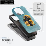 I Can Do All Things Through Christ Sunflower Butterfly Cross Phone Case
