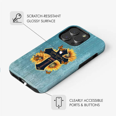 I Can Do All Things Through Christ Sunflower Butterfly Cross Phone Case