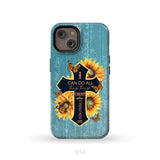I Can Do All Things Through Christ Sunflower Butterfly Cross Phone Case iPhone 14 / Tough Case
