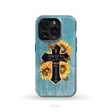 I Can Do All Things Through Christ Sunflower Butterfly Cross Phone Case iPhone 15 Pro / Tough Case