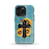 I Can Do All Things Through Christ Sunflower Butterfly Cross Phone Case iPhone 15 Pro Max / Tough Case