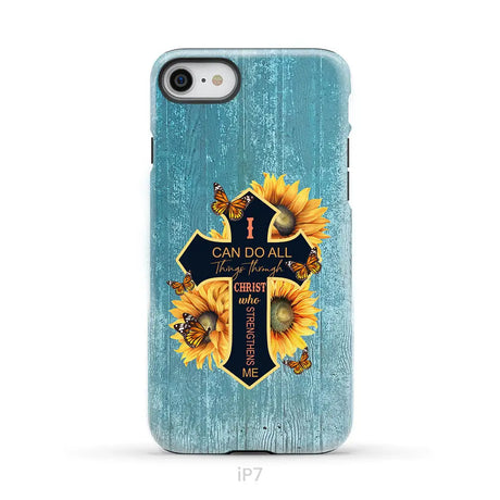 I Can Do All Things Through Christ Sunflower Butterfly Cross Phone Case iPhone 7 / Tough Case